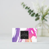 Abstracte Bright Neon Waterverf Brushstrokes Visitekaartje (Staand voorkant)