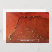 Abstracte Bright Red & Gold Alcohol Ink Liquid Art Bedankkaart (Voorkant / Achterkant)