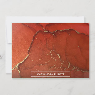 Abstracte Bright Red & Gold Alcohol Ink Liquid Art Bedankkaart