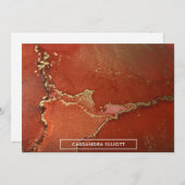 Abstracte Bright Red & Gold Alcohol Ink Liquid Art Bedankkaart (Voorkant / Achterkant)