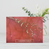 Abstracte Bright Red & Gold Alcohol Ink Liquid Art Bedankkaart (Staand voorkant)