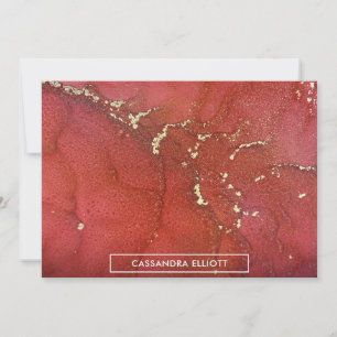 Abstracte Bright Red & Gold Alcohol Ink Liquid Art Bedankkaart