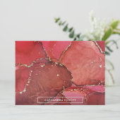 Abstracte Bright Red & Gold Alcohol Ink Liquid Art Bedankkaart (Staand voorkant)