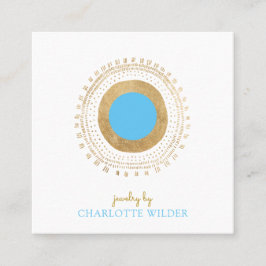 Abstracte Bronze Blauwgroen Circle Jewelier Maker Vierkante Visitekaartje