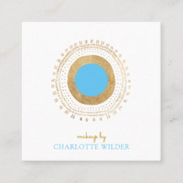 Abstracte Bronze Blauwgroen Cirkel Makeup Artist Vierkante Visitekaartje