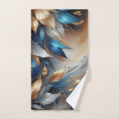 Abstracte Bronze en Blauw Blauw Blad Print Handdoe Bad Handdoek (Handdoek)