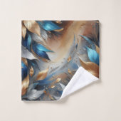 Abstracte Bronze en Blauw Blauw Blad Print Handdoe Bad Handdoek (Wasdoekje)