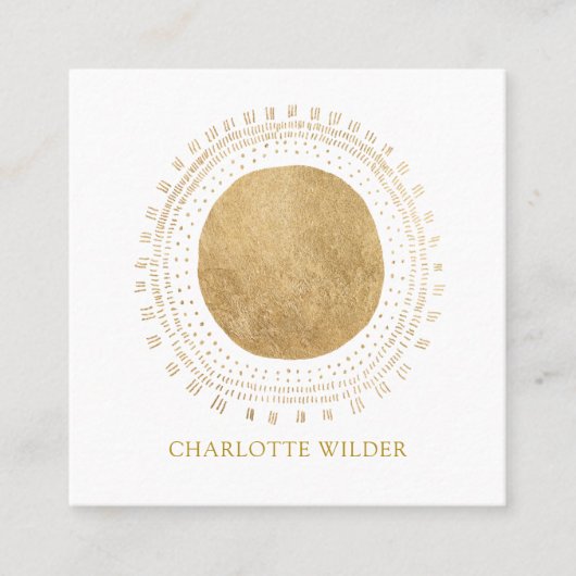 Abstracte Bronzen Folie Cirkel Vierkante Visitekaartje (Voorkant)