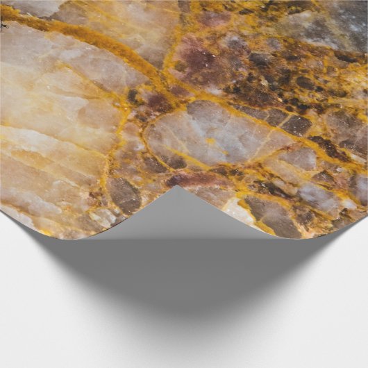 Abstracte bronzen witte minerale rottextuur cadeaupapier (Hoek)