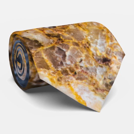 Abstracte bronzen witte minerale rottextuur stropdas (Opgerold)