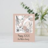 Abstracte Brown Boho minimalistische esthetiek Feestdagenkaart (Staand voorkant)