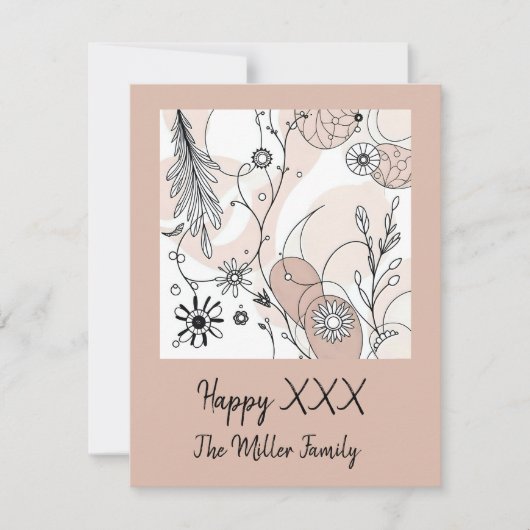 Abstracte Brown Boho minimalistische esthetiek Feestdagenkaart (Voorkant)