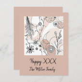 Abstracte Brown Boho minimalistische esthetiek Feestdagenkaart (Voorkant / Achterkant)