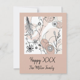 Abstracte Brown Boho minimalistische esthetiek Feestdagenkaart