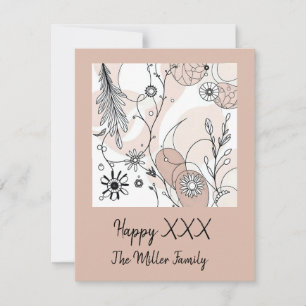 Abstracte Brown Boho minimalistische esthetiek Feestdagenkaart