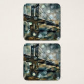 Abstracte brug over Manhattan Vierkante Visitekaartjes (Voorkant /achterkant)