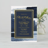 Abstracte bruidsdoucheuitnodiging | Goud Navy Blau Folie Uitnodiging (Staand Voorkant)