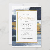 Abstracte bruidsdoucheuitnodiging | Goud Navy Blau Kaart (Voorkant)