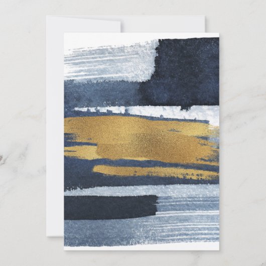 Abstracte bruidsdoucheuitnodiging | Goud Navy Blau Kaart (Achterkant)