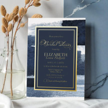 Abstracte Bruidsfeest Uitnodiging | Goud Navy Blau