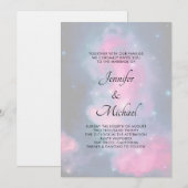 Abstracte bruiloft in stijlvolle roze en blauwe st kaart (Voorkant / Achterkant)