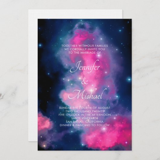 Abstracte bruiloft in stijlvolle roze en blauwe st kaart (Voorkant / Achterkant)