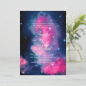 Abstracte bruiloft in stijlvolle roze en blauwe st kaart (Staand voorkant)