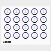 Abstracte bruiloft in stijlvolle roze en blauwe st ronde sticker (Vel)