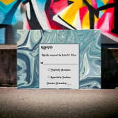 Abstracte bruiloft met de moderne blauwgolven van RSVP kaartje