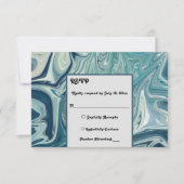 Abstracte bruiloft met de moderne blauwgolven van RSVP kaartje (Voorkant)