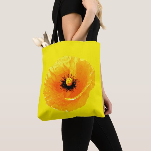 Abstracte bruiloft met flankerende bloem, helderge tote bag (Dichtbij)