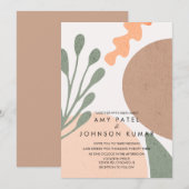 Abstracte bruiloft met moderne aardtoon kaart (Voorkant / Achterkant)