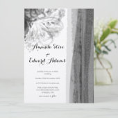 Abstracte bruiloft met zwarte en witte Floral Kaart (Staand voorkant)