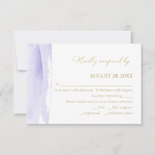 Abstracte bruiloft rsvp Kaarten | Waterverf vergul (Voorkant)