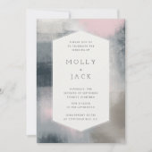 ABSTRACTE BRUILOFT UITNODIGING (MARINE/BLUSH) (Voorkant)