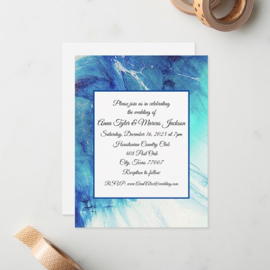 Abstracte bruiloft uitnodiging platte kaart (Voorkant / Achterkant in situ)