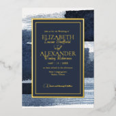 Abstracte bruiloft uitnodigingen | Foto Blauw verg (Voorkant)