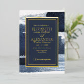 Abstracte bruiloft uitnodigingen | Foto Blauw verg (Staand Voorkant)
