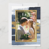 Abstracte bruiloft uitnodigingen | Foto Blauw verg (Achterkant)