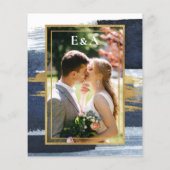 Abstracte bruiloft uitnodigingen | Foto Blauw verg (Achterkant)