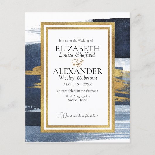 Abstracte bruiloft uitnodigingen | Foto Blauw verg (Voorkant)