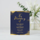 Abstracte bruiloft uitnodigingen | Navy Blue Gilde (Staand voorkant)