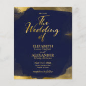 Abstracte bruiloft uitnodigingen | Navy Blue Gilde (Voorkant)