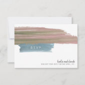 Abstracte bruiloft voor penseelstreken RSVP kaartje (Voorkant)