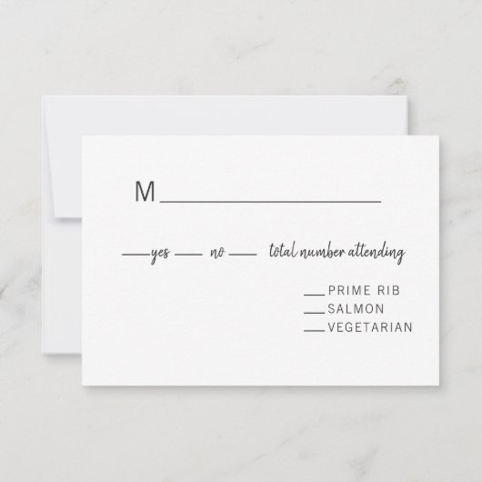 Abstracte bruiloft voor penseelstreken RSVP kaartje (Achterkant)