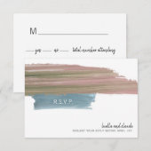 Abstracte bruiloft voor penseelstreken RSVP kaartje (Voorkant / Achterkant)