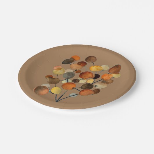 Abstracte bruine Autumn Earth Tree art Papieren Bordje (Gekanteld)