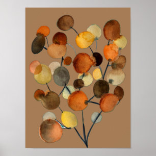 Abstracte bruine Autumn Earth Tree art Poster