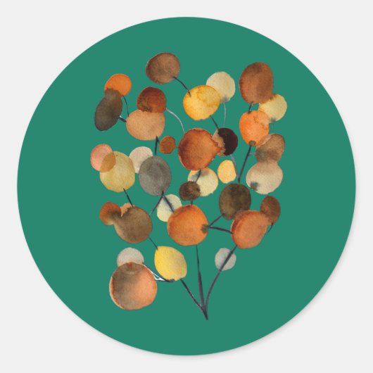 Abstracte bruine Autumn Earth Tree art Ronde Sticker (Voorkant)