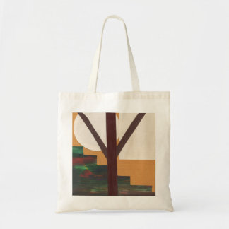 Abstracte bruine boom met geometrische vormen tote bag
